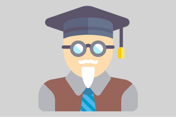 Icon of a bearded man with glasses and graduation cap