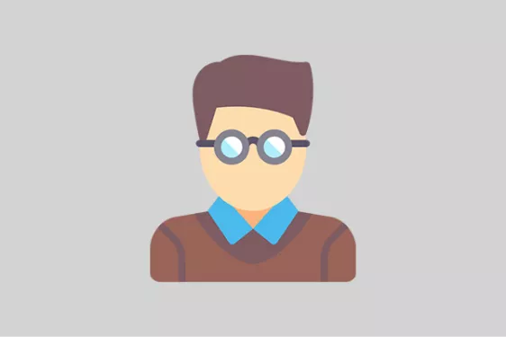 Icon of a man with round glasses