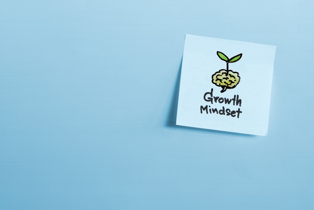 drawing of growth mindset concept on notepaper