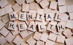 Mental health on wooden blocks