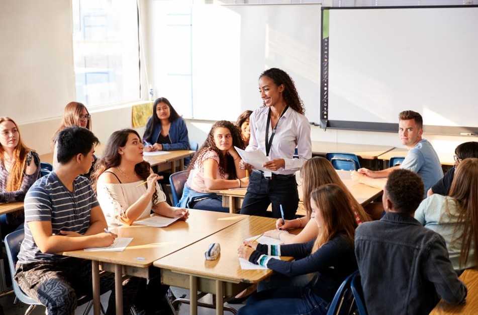 teacher and student in class