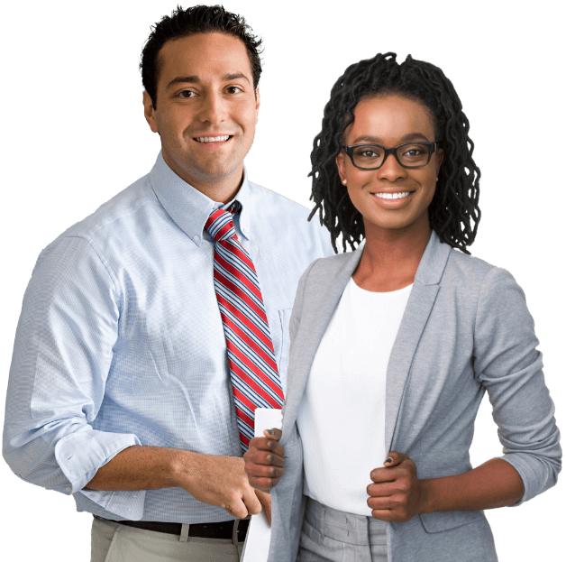 African American Teacher Professor Business Lady Smiling and male teacher