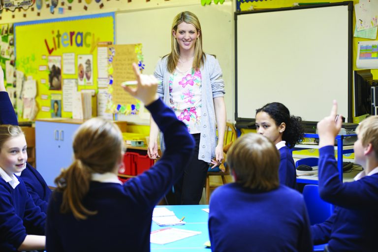 Teacher with kids in classroom