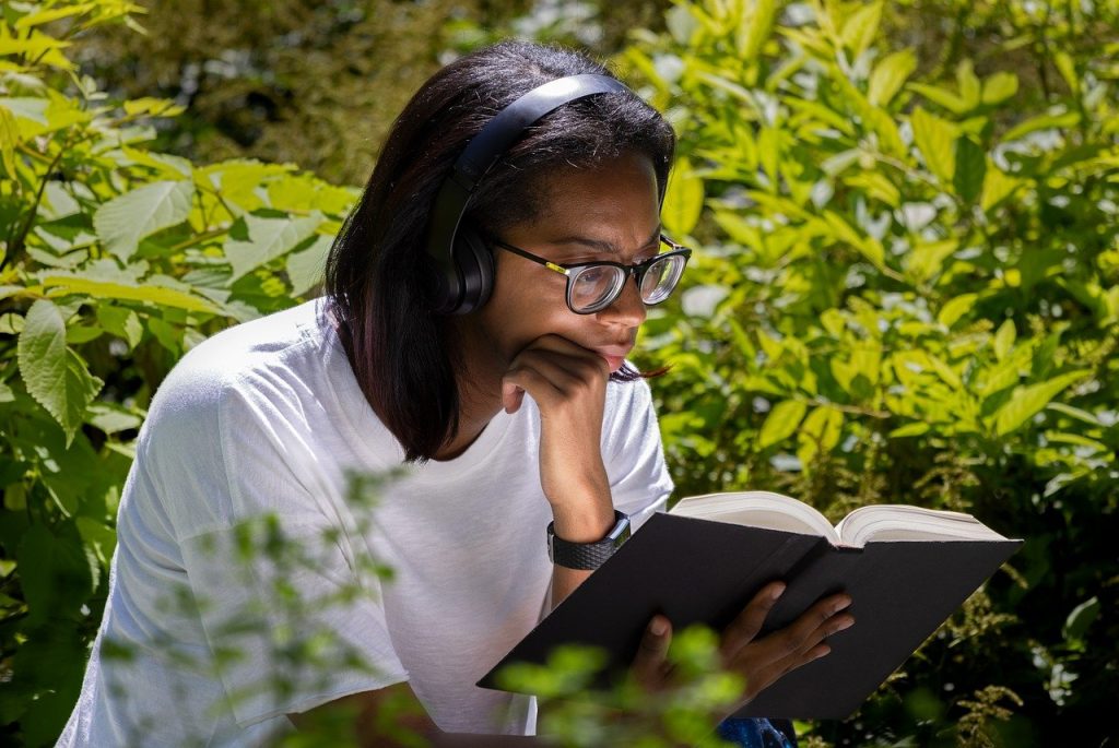 Teacher reading a book