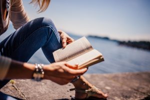 Teacher reading a book