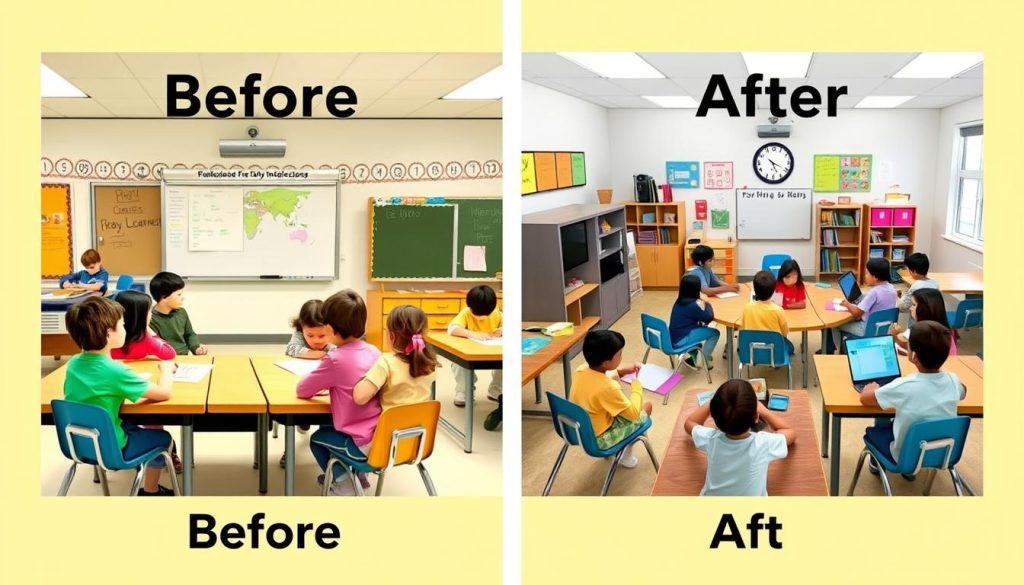 Before and after comparison showing transformation of classroom instruction for diverse learners Before and after comparison showing transformation of classroom instruction for diverse learners