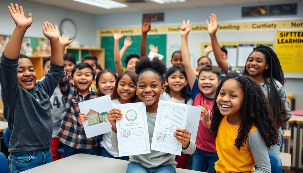 Diverse group of students celebrating learning achievements, representing successful outcomes for diverse learners Diverse group of students celebrating learning achievements, representing successful outcomes for diverse learners