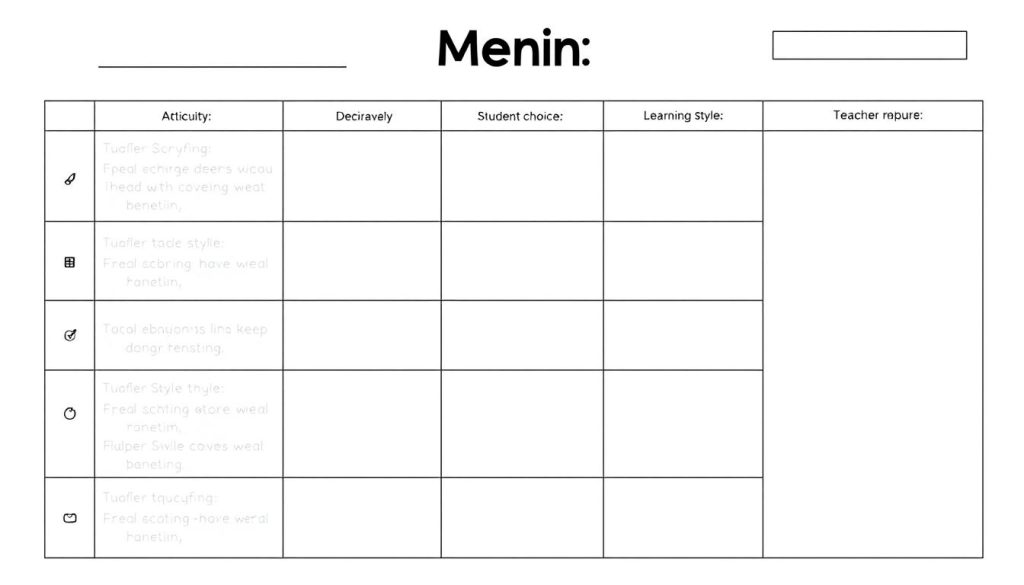 Learning menu template for differentiated instruction Learning menu template for differentiated instruction