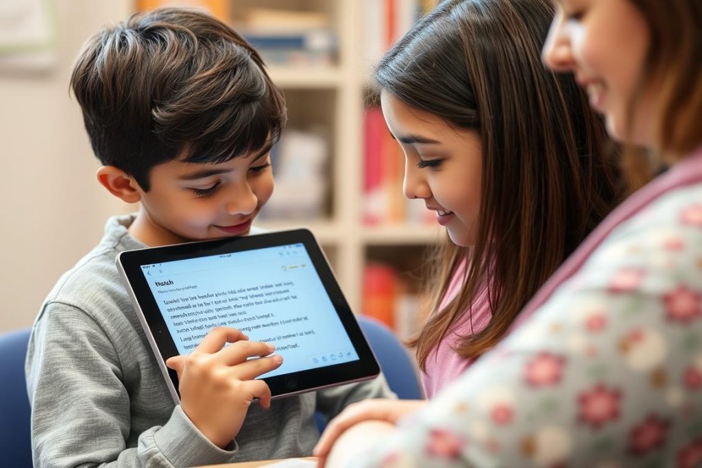 Student using digital translation tool for English Language Learners