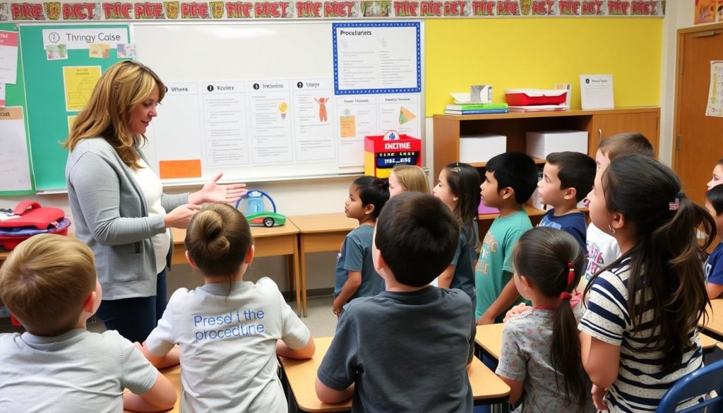 Teacher explicitly teaching classroom procedures for better management Teacher explicitly teaching classroom procedures for better management