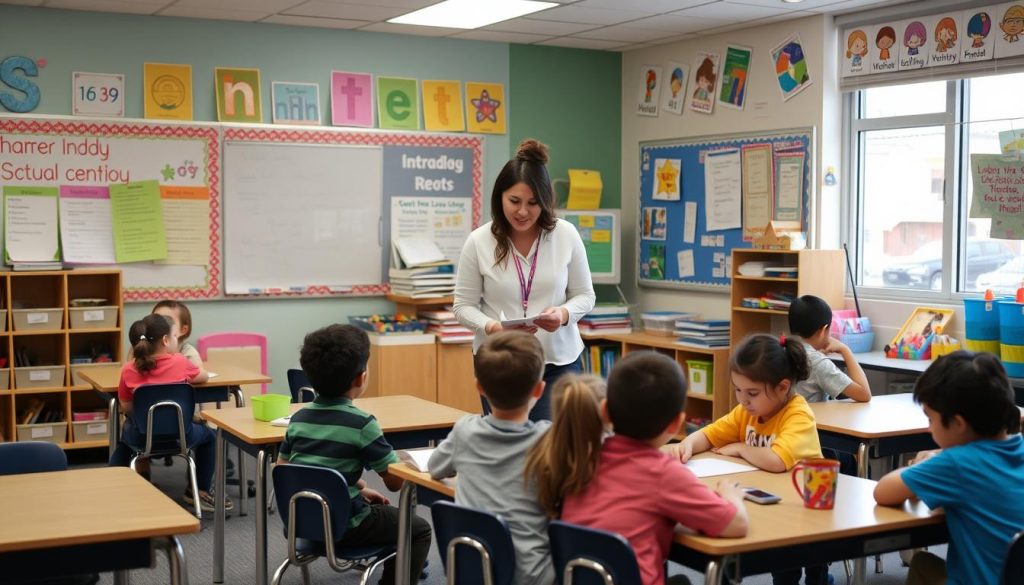 Teacher implementing differentiation strategies in a diverse classroom