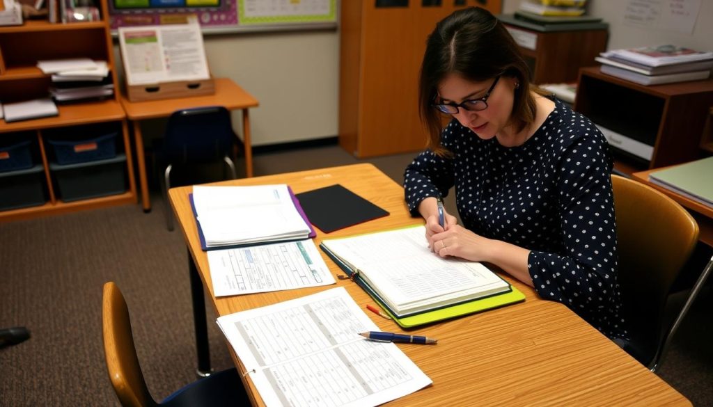 Teacher reflecting on classroom management strategies and making adjustments Teacher reflecting on classroom management strategies and making adjustments
