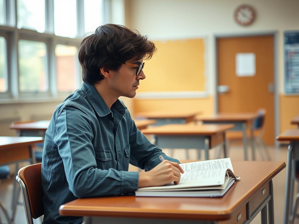Teacher reflecting on tone of voice in classroom setting Teacher reflecting on tone of voice in classroom setting