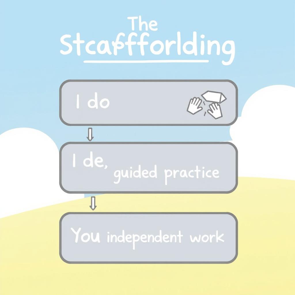 Visual representation of scaffolding showing gradual support reduction Visual representation of scaffolding showing gradual support reduction