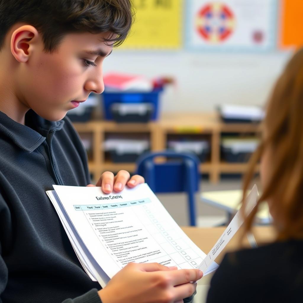Student using a self-assessment checklist Student using a self-assessment checklist