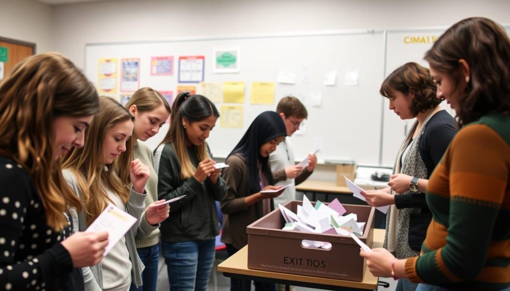 Students using exit tickets as a formative assessment strategy