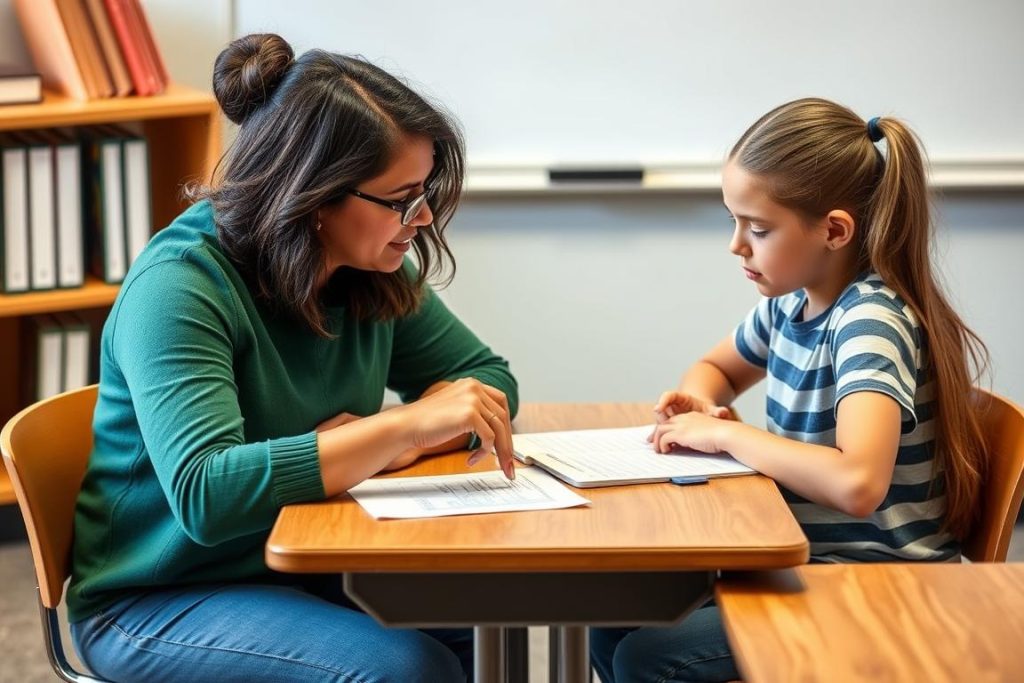 Teacher reviewing formative assessment results with a student