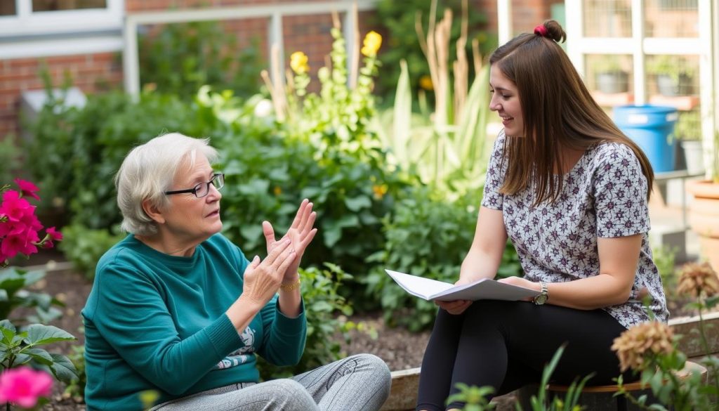 Experienced teacher mentoring younger colleague about sustainable Self-Care practices Experienced teacher mentoring younger colleague about sustainable Self-Care practices