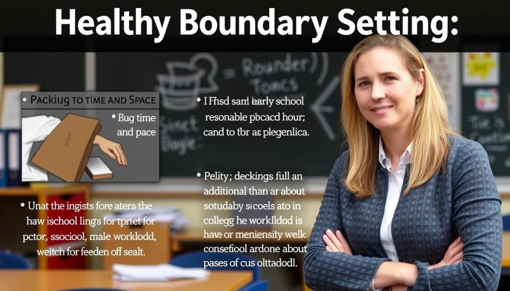 Teacher demonstrating healthy boundary setting in professional context Teacher demonstrating healthy boundary setting in professional context