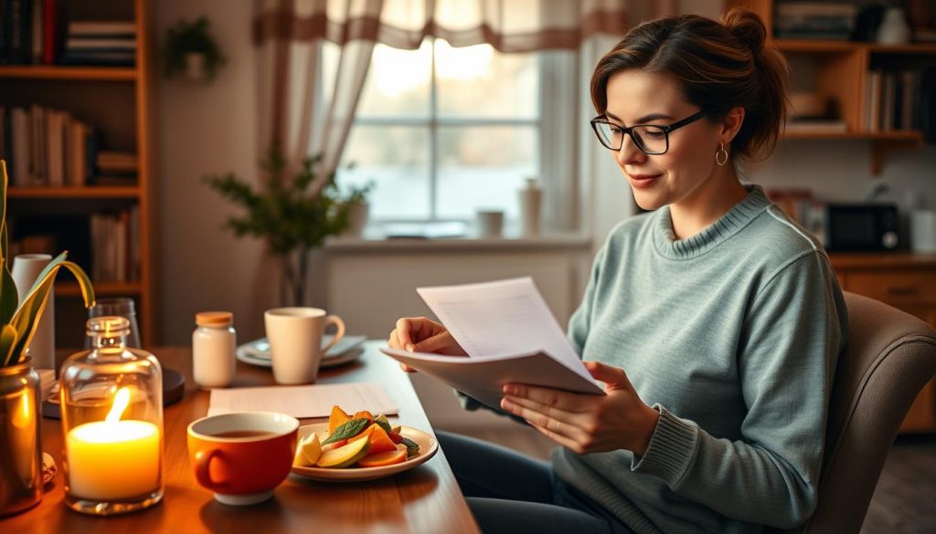 Teacher implementing morning self-care routine before school Teacher implementing morning self-care routine before school