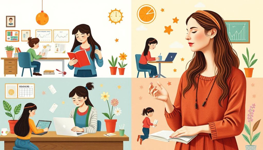 Teacher implementing seasonal self-care strategies Teacher implementing seasonal self-care strategies