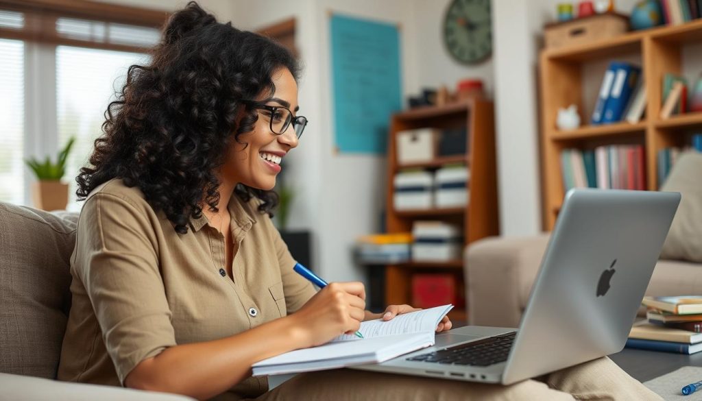 Teacher practicing self-care through professional development