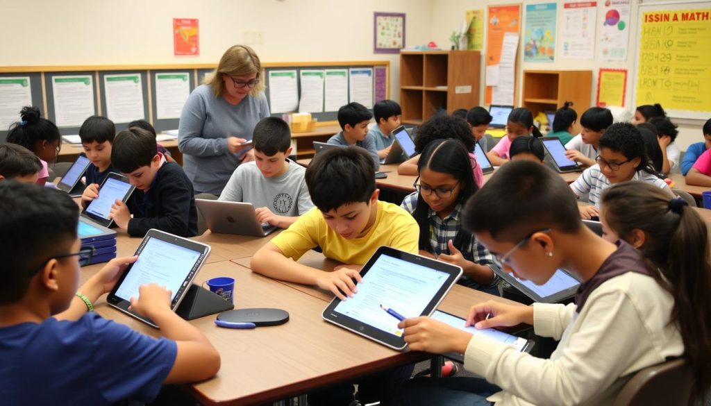 Middle school students participating in a digital formative assessment activity