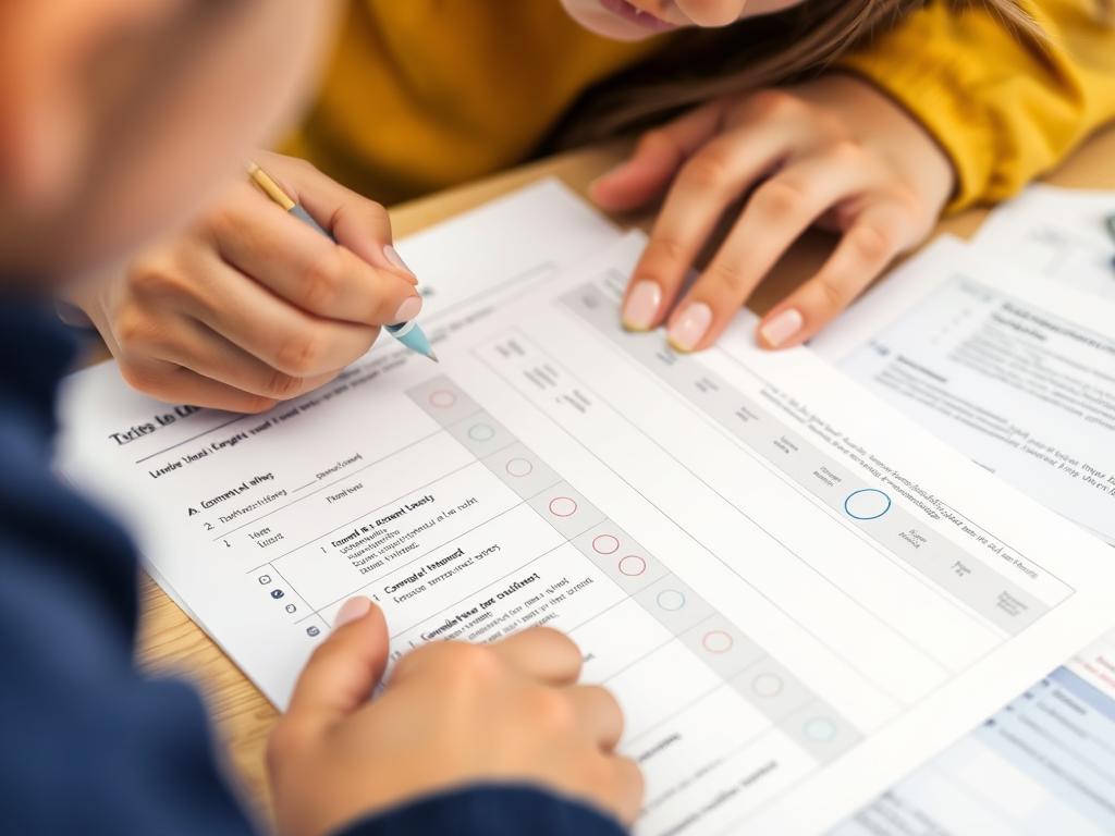 Student using self-assessment rubric as a formative assessment strategy