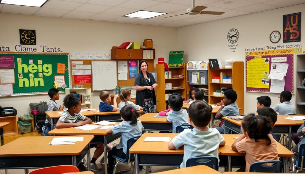 Teacher implementing formative assessment in classroom