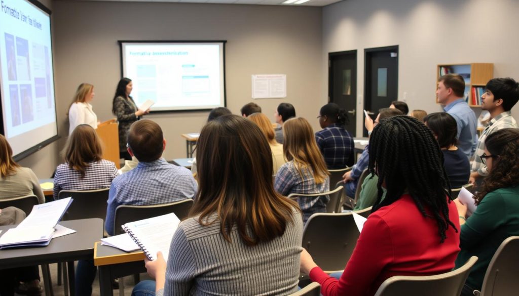 Teacher participating in professional development on formative assessment