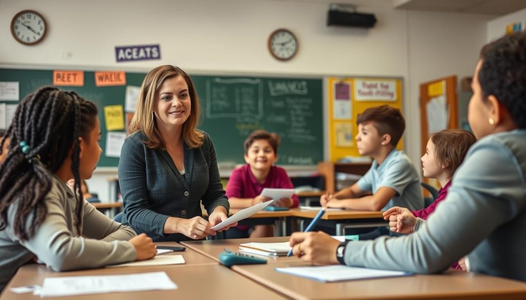 Teacher successfully balancing different aspects of formative assessment in a classroom