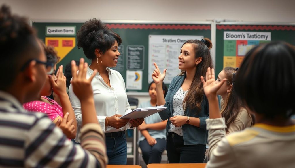Teacher using strategic questioning as a formative assessment strategy with students