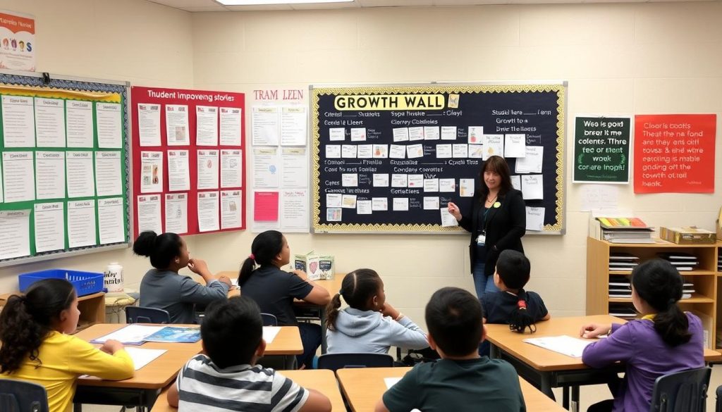 Classroom displaying growth mindset teaching strategies in action Classroom displaying growth mindset teaching strategies in action