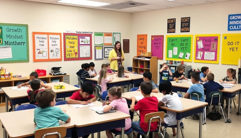 Classroom with growth mindset learning stations implementing 6 steps for teachers approach Classroom with growth mindset learning stations implementing 6 steps for teachers approach