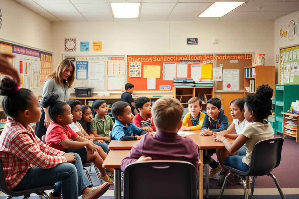Classroom with positive emotional climate showing how students learn in supportive environments Classroom with positive emotional climate showing how students learn in supportive environments