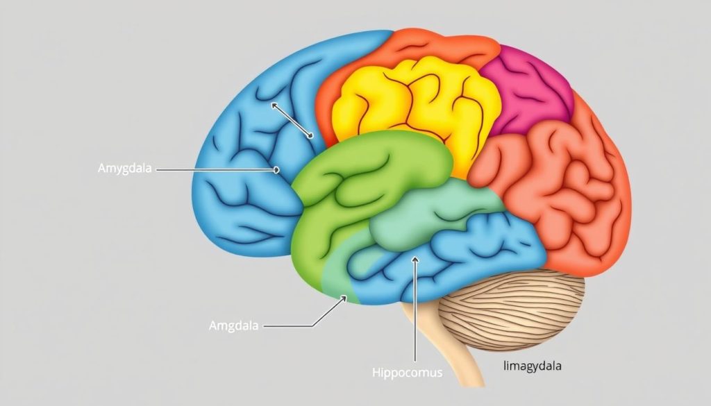 Illustration of the limbic system and its connection to learning, showing how students learn through emotional engagement Illustration of the limbic system and its connection to learning, showing how students learn through emotional engagement