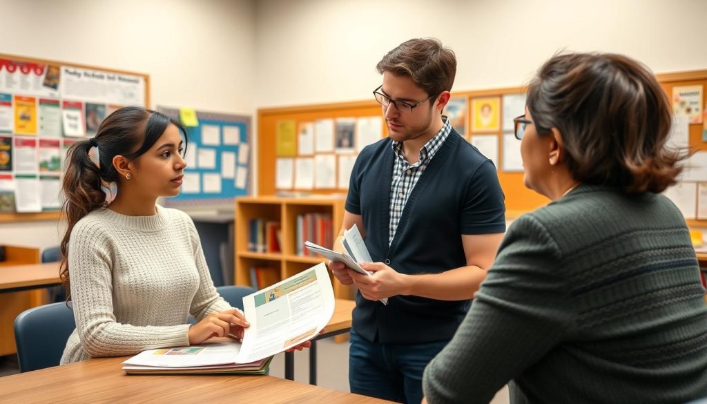 Student leading a parent-teacher conference Student leading a parent-teacher conference