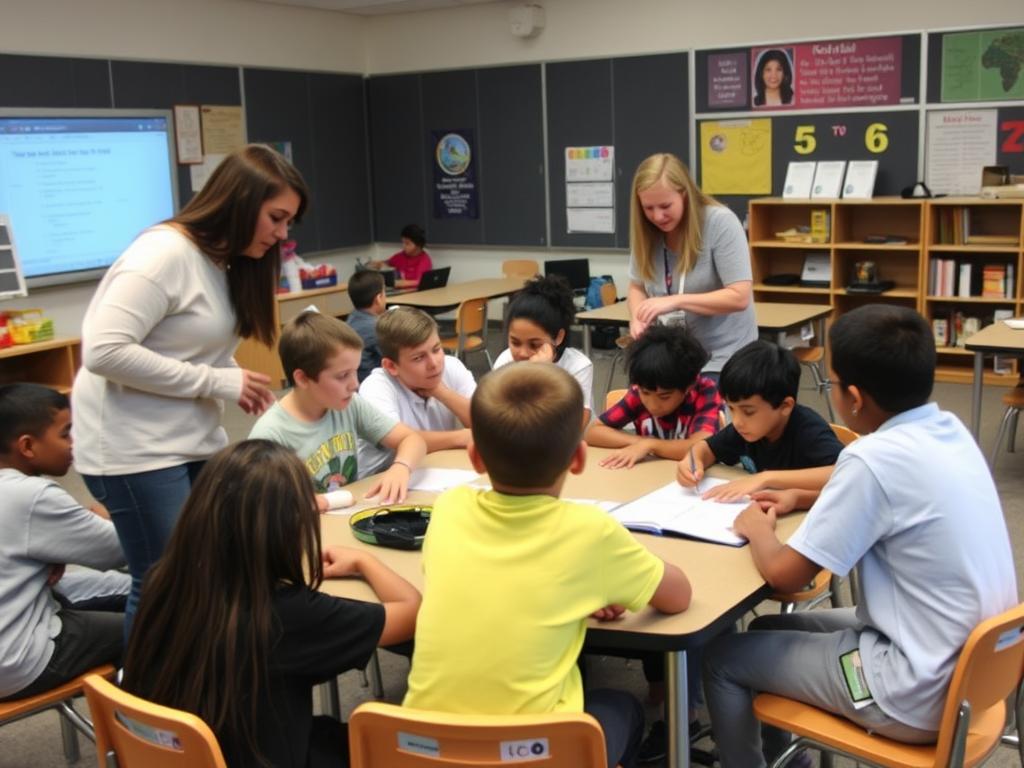 Students working in small groups with co-teachers providing differentiated support, demonstrating why co-teaching matters in practice Students working in small groups with co-teachers providing differentiated support, demonstrating why co-teaching matters in practice