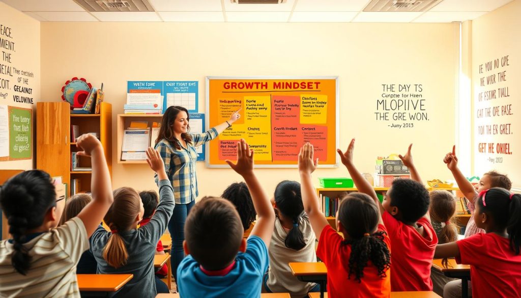 Teacher helping students develop growth mindset strategies Teacher helping students develop growth mindset strategies