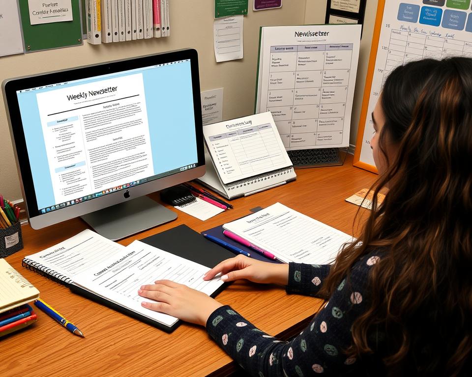 Teacher organizing consistent communication systems for parents