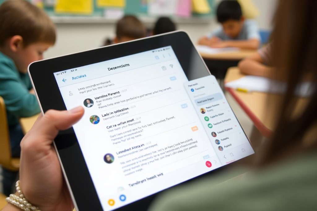 Teacher using digital tools for communicating with parents and families