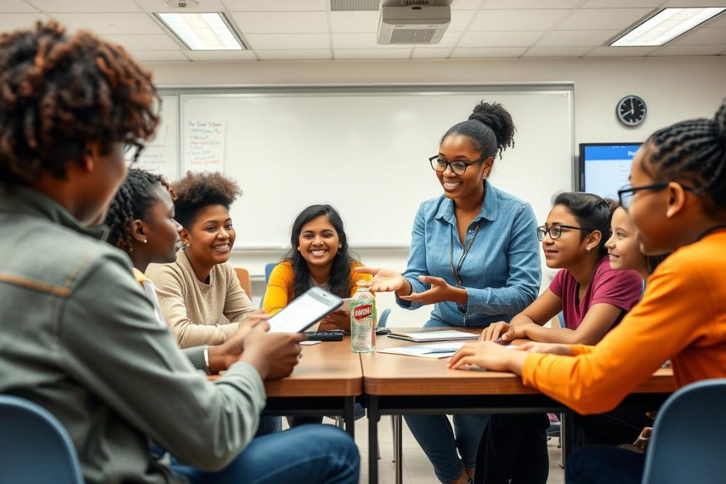 Teacher using varied instructional methods to maintain student attention and create an empowered learning environment