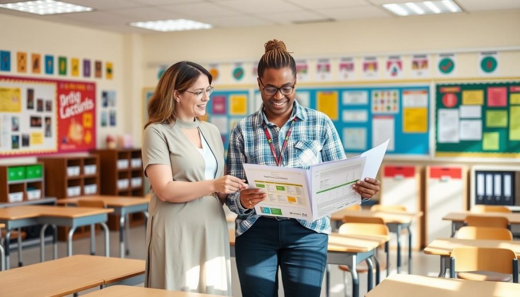 Two teachers collaborating in a classroom implementing co teaching Models that Work Two teachers collaborating in a classroom implementing co teaching Models that Work