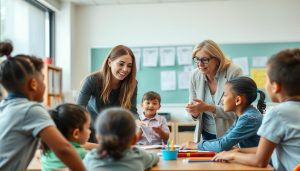 Two teachers collaboratively instructing a diverse classroom of students demonstrating why Two teachers collaboratively instructing a diverse classroom of students, demonstrating why co teaching matters