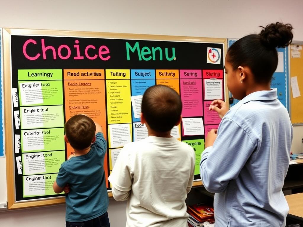 A choice board showing different learning options where choices matter for student engagement A choice board showing different learning options where choices matter for student engagement