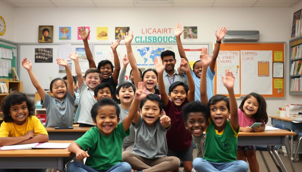 Diverse classroom community celebrating learning achievements through student choice Diverse classroom community celebrating learning achievements through student choice