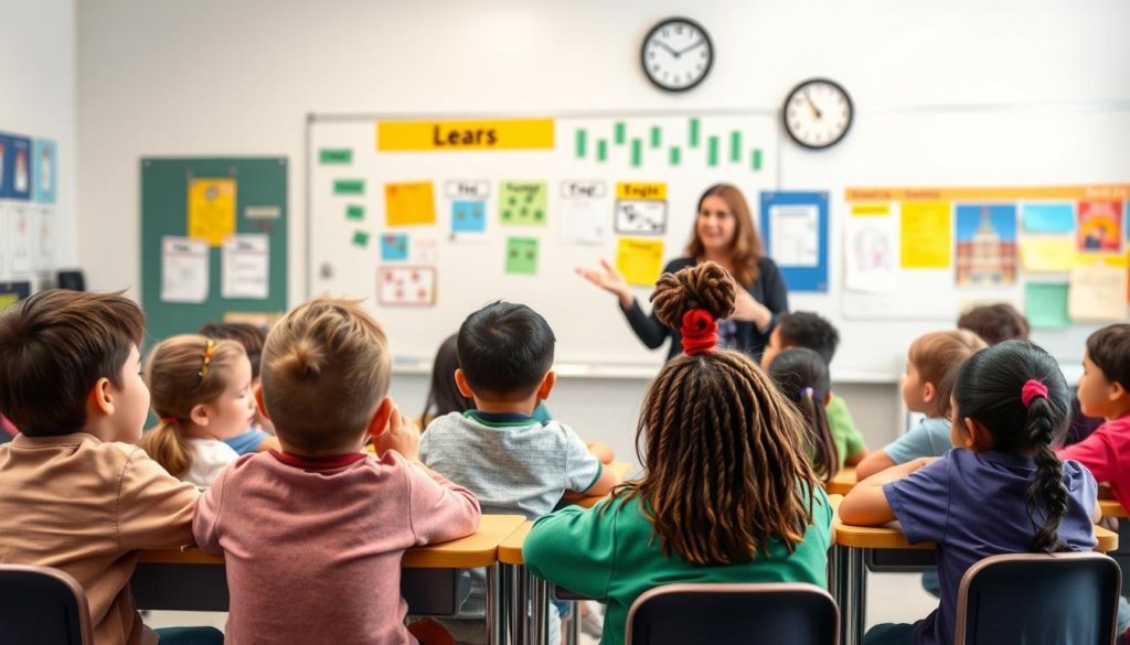 Diverse classroom of ELL students engaged in learning activities with teacher using Techniques Diverse classroom of ELL students engaged in learning activities with teacher using Techniques for Success