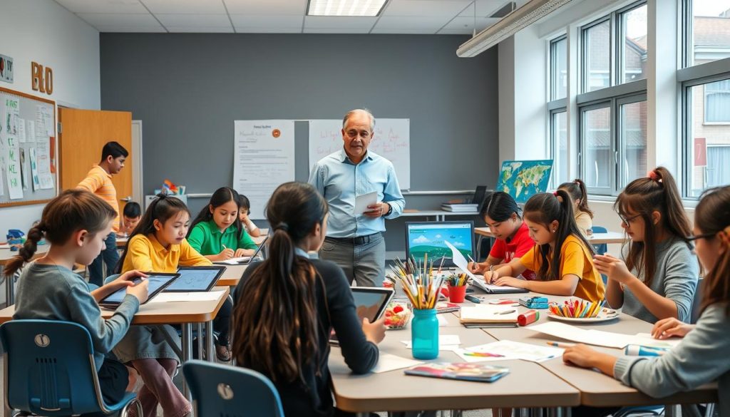 Diverse students engaged in different learning activities in a classroom where choices matter Diverse students engaged in different learning activities in a classroom where choices matter