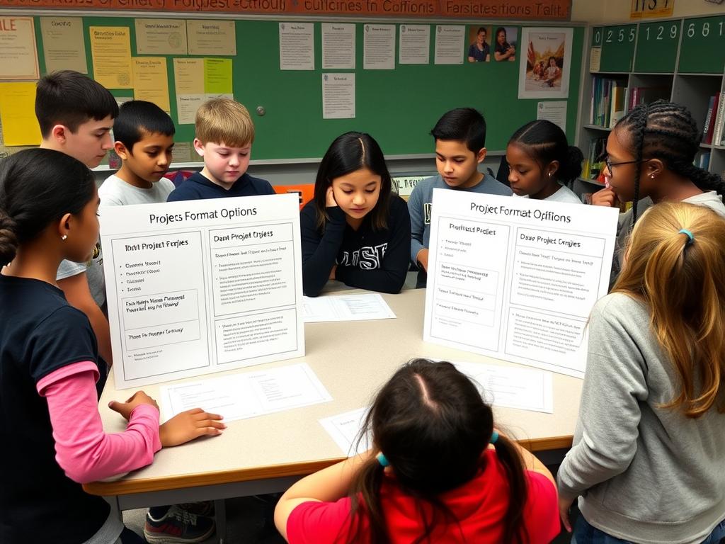 Middle school students choosing between different project formats