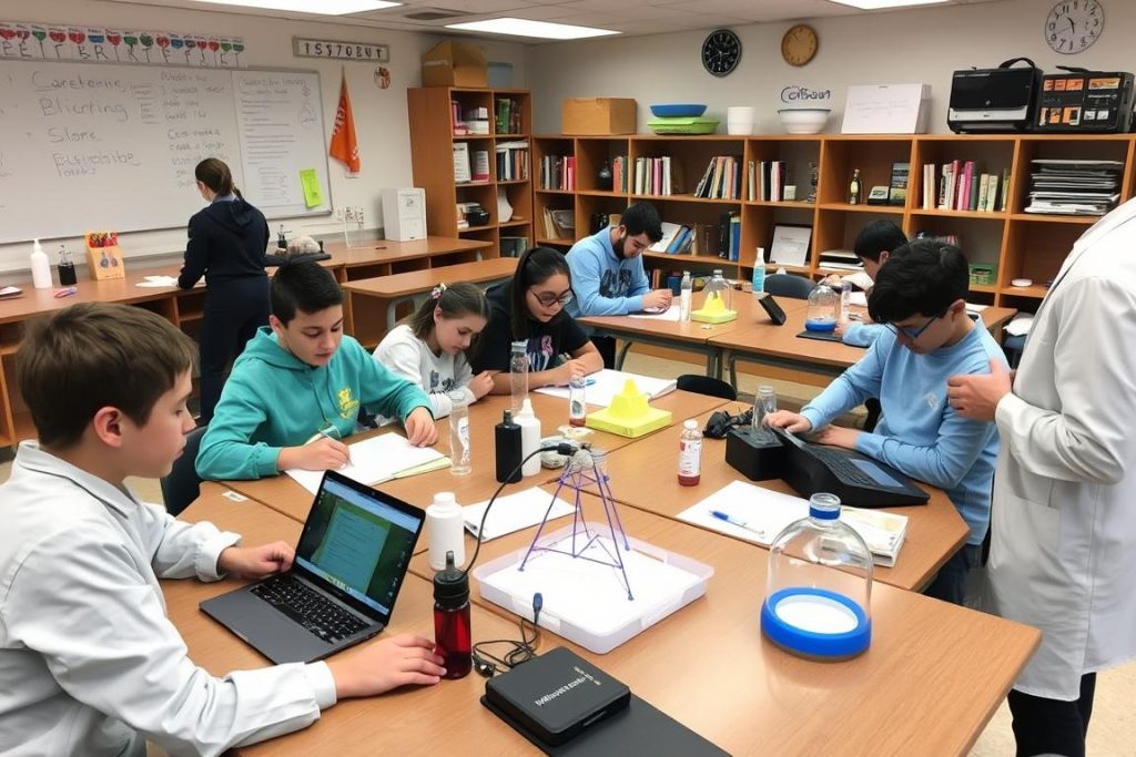 Middle school students working on choice-based science projects